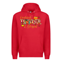 Red grateful thankful and blessed Premium Hoodie - MaliasSmallBusiness