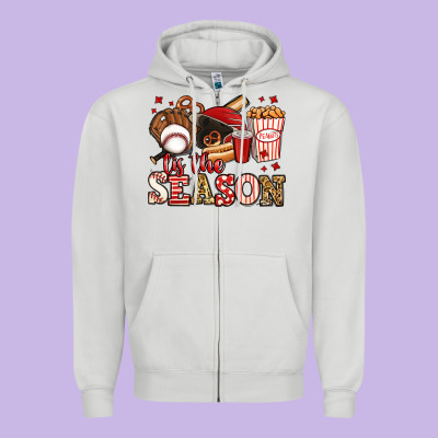 Tis The Season Baseball Zipper Hoodie Designed By Jasminsmagicworld