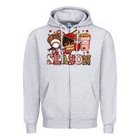 Heather Grey tis the season baseball Zipper Hoodie - Jasminsmagicworld
