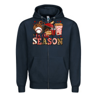 Navy tis the season baseball Zipper Hoodie - Jasminsmagicworld