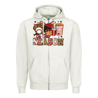 Oatmeal Heather tis the season baseball Zipper Hoodie - Jasminsmagicworld