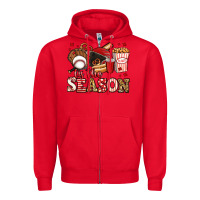 Red tis the season baseball Zipper Hoodie - Jasminsmagicworld