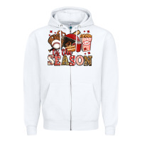 White tis the season baseball Zipper Hoodie - Jasminsmagicworld