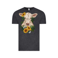 Vintage Black charolais calf with sunflowers Vintage Tee - RanaPortraitStore