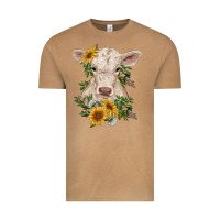 Vintage Camel charolais calf with sunflowers Vintage Tee - RanaPortraitStore