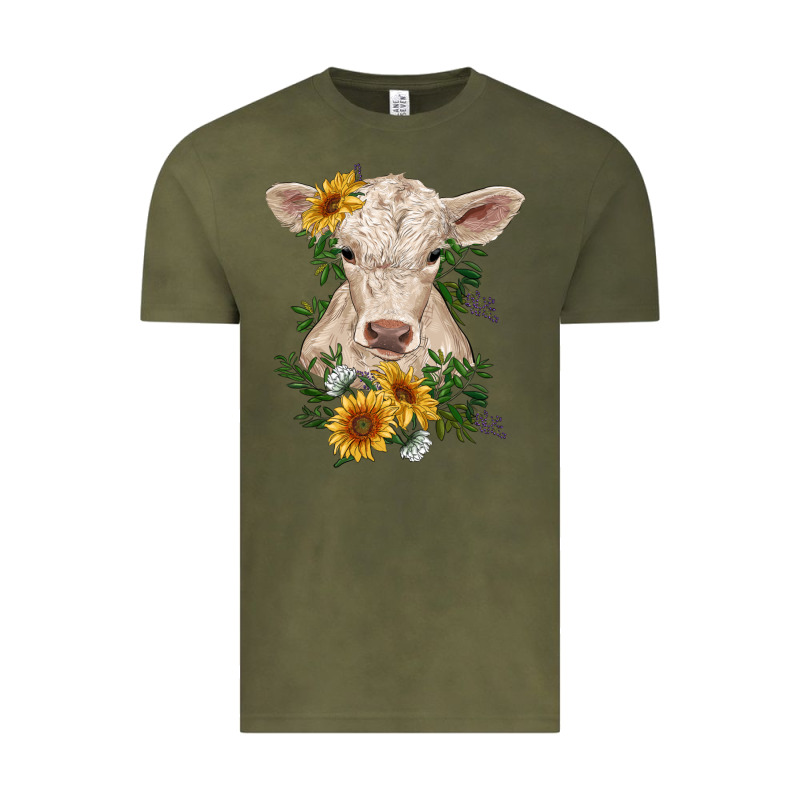 Charolais Calf With Sunflowers Vintage Tee by RanaPortraitStore | Teevron