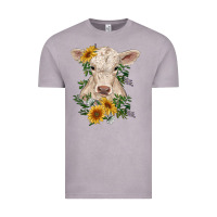 Vintage Zinc charolais calf with sunflowers Vintage Tee - RanaPortraitStore