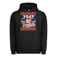 Pigment Black january 1942 80 years of being awesome Urban Hoodie - Jasminsmagicworld