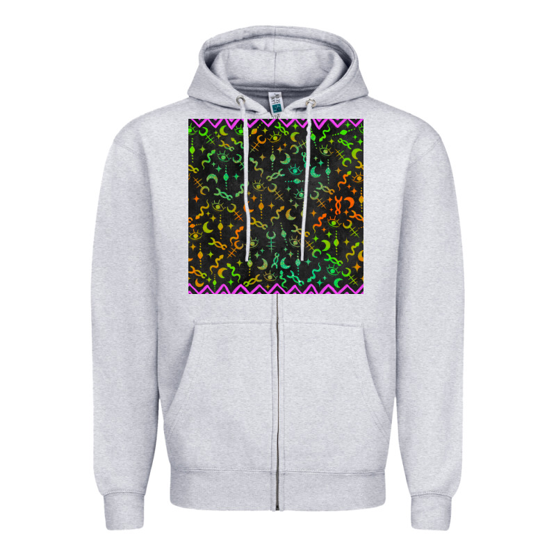 Halloween Witch Symbols Seamless Pattern Zipper Hoodie by BundleAndBundleShop | Teevron