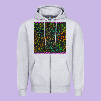 Halloween Witch Symbols Seamless Pattern Zipper Hoodie Designed By Bundleandbundleshop