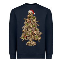Navy Skeleton Christmas Tree Heavyweight Sweatshirt - RanaPortraitStore