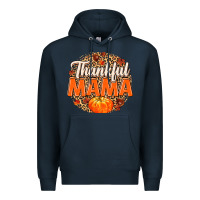 Navy Thankful Mama Premium Hoodie - MaliasSmallBusiness