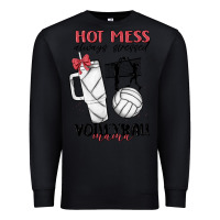 Black hot mess always stressed volleyball mama Premium Sweatshirt - MaliasSmallBusiness