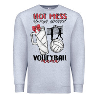 Heather Grey hot mess always stressed volleyball mama Premium Sweatshirt - MaliasSmallBusiness
