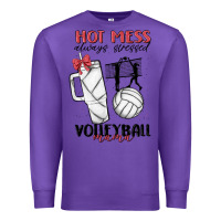 Purple hot mess always stressed volleyball mama Premium Sweatshirt - MaliasSmallBusiness