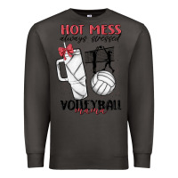 Smoke hot mess always stressed volleyball mama Premium Sweatshirt - MaliasSmallBusiness