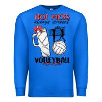 True Royal hot mess always stressed volleyball mama Premium Sweatshirt - MaliasSmallBusiness