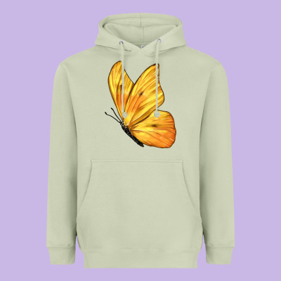 Flying Cloudless Sulphur Butterfly Heavyweight Hoodie Designed By Lillyallendesigns