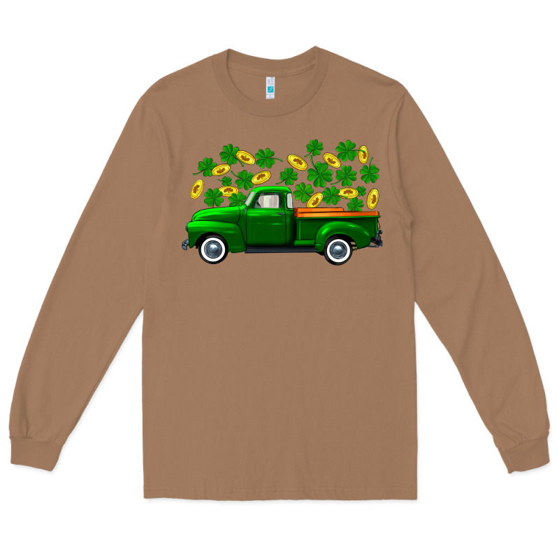 St Patricks Shamrock Gold Truck Long Sleeve Tee by FaDigitalArtStudio | Teevron