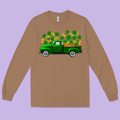 St Patricks Shamrock Gold Truck Long Sleeve Tee Designed By Fadigitalartstudio