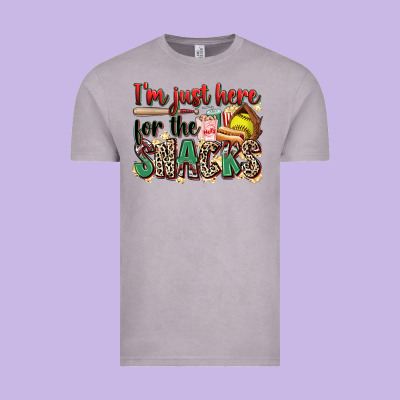 I'm Just Here For The Snacks Softball Vintage Tee Designed By Zillion Design Studio