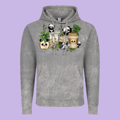 Panda Coffee Cups Vintage Hoodie Designed By Texasbilliewilder