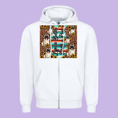 Life Is Better With A Pug Zipper Hoodie Designed By Jahusdesignshop