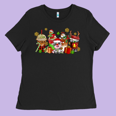 Christmas Cow Coffee Cups Ladies Tee Designed By Adodesignshop