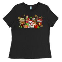 Black christmas cow coffee cups Ladies Tee - AdoDesignShop