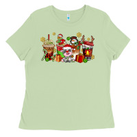 Matcha christmas cow coffee cups Ladies Tee - AdoDesignShop