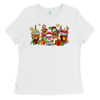 White christmas cow coffee cups Ladies Tee - AdoDesignShop