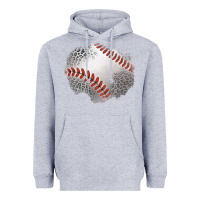 Heather Grey leopard baseball patch Heavyweight Hoodie - Jasminsmagicworld