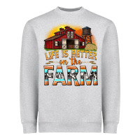 Heather Grey life is better on the farm with barn Heavyweight Sweatshirt - texasbilliewilder