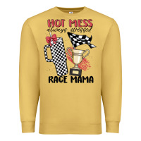 Antique Gold hot mess always stressed race mama Premium Sweatshirt - MaliasSmallBusiness
