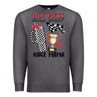 Charcoal Heather hot mess always stressed race mama Premium Sweatshirt - MaliasSmallBusiness