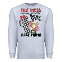 Heather Grey hot mess always stressed race mama Premium Sweatshirt - MaliasSmallBusiness