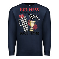 Navy hot mess always stressed race mama Premium Sweatshirt - MaliasSmallBusiness