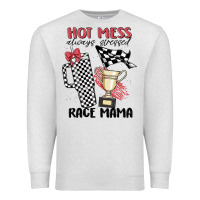 Oatmeal Heather hot mess always stressed race mama Premium Sweatshirt - MaliasSmallBusiness
