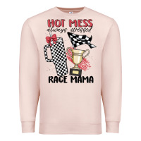 Pale Pink hot mess always stressed race mama Premium Sweatshirt - MaliasSmallBusiness