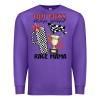 Purple hot mess always stressed race mama Premium Sweatshirt - MaliasSmallBusiness