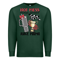 Sports Green hot mess always stressed race mama Premium Sweatshirt - MaliasSmallBusiness