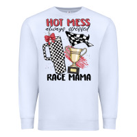 White hot mess always stressed race mama Premium Sweatshirt - MaliasSmallBusiness