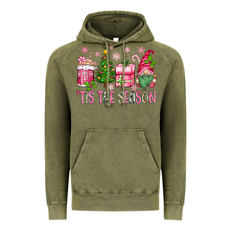 Pink Christmas 'tis The Season Gnome Vintage Hoodie by Zillion Design Studio | Teevron