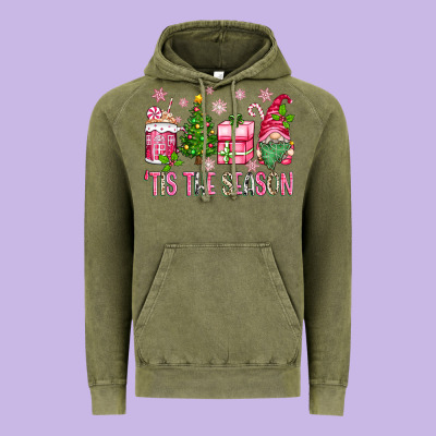 Vintage Hoodie pink christmas 'tis the season gnome