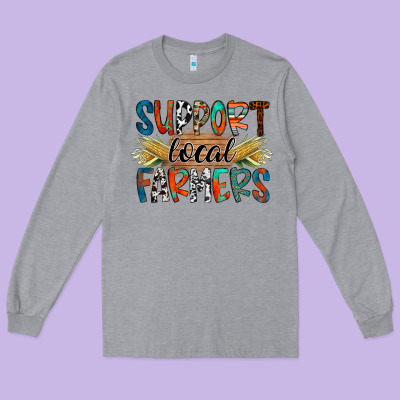 Support Local Farmers Long Sleeve Tee Designed By Racoondesign