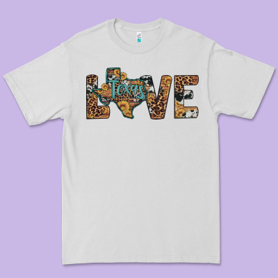 Love Texas Map Sunflower Leopard Cowhide Premium Tee Designed By Artiststas