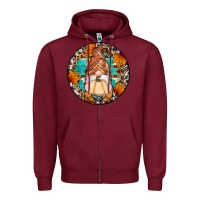 Burgundy fall gnomes round earrings Zipper Hoodie - Artiststas
