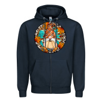 Navy fall gnomes round earrings Zipper Hoodie - Artiststas