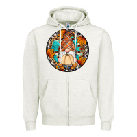 Oatmeal Heather fall gnomes round earrings Zipper Hoodie - Artiststas