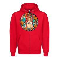Red fall gnomes round earrings Zipper Hoodie - Artiststas